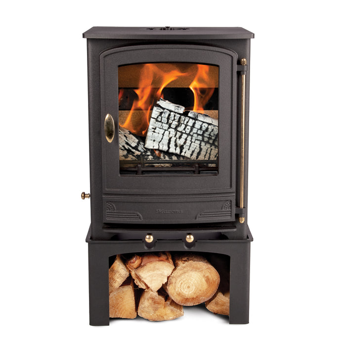 Mazona Warwick 5kW Multifuel Woodburning Stove, With Log Store, Freestanding, Eco Design Approved, Defra Approved