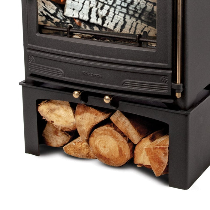 Mazona Warwick Widescreen 5kW Multifuel Woodburning Stove, With Log Store, Freestanding, Eco Design Approved, Defra Approved