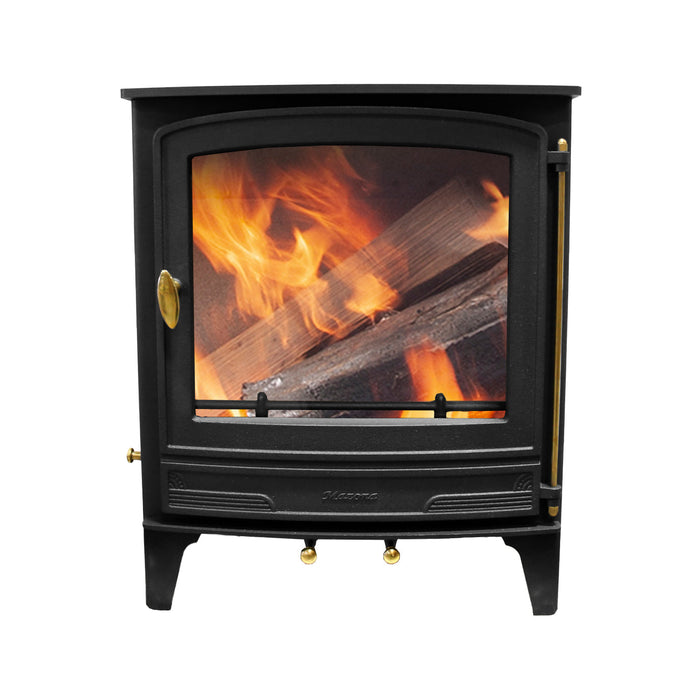 Mazona Warwick Widescreen 5kW Multifuel Woodburning Stove, With Log Store, Freestanding, Eco Design Approved, Defra Approved