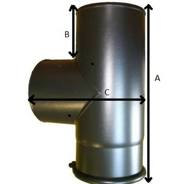 6 Inch 90 Degree Tee Black Flue Section with Door