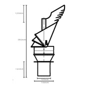 125mm Dragon Chimney Cowl Powder Stainless Steel measurements drawing