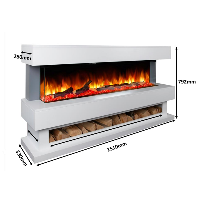 Ezee Glow 50'' Aura Media Wall Electric Suite