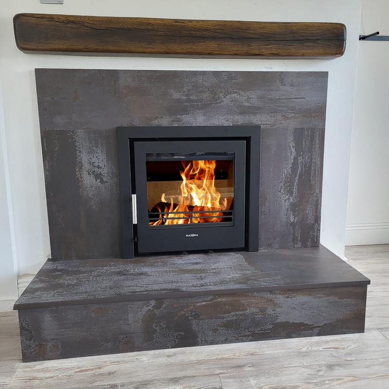 Mazona Clovelly 550 6kW Steel 3 Sided Trim Stove, Multifuel, Woodburning, Cassette, Inset, Eco Design Approved, Defra Approved