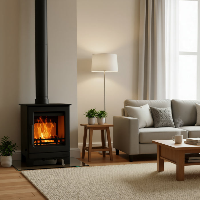 Mazona Ripley 5kW Black Edition Multifuel Woodburning Stove, Freestanding, Eco Design Approved, Defra Approved