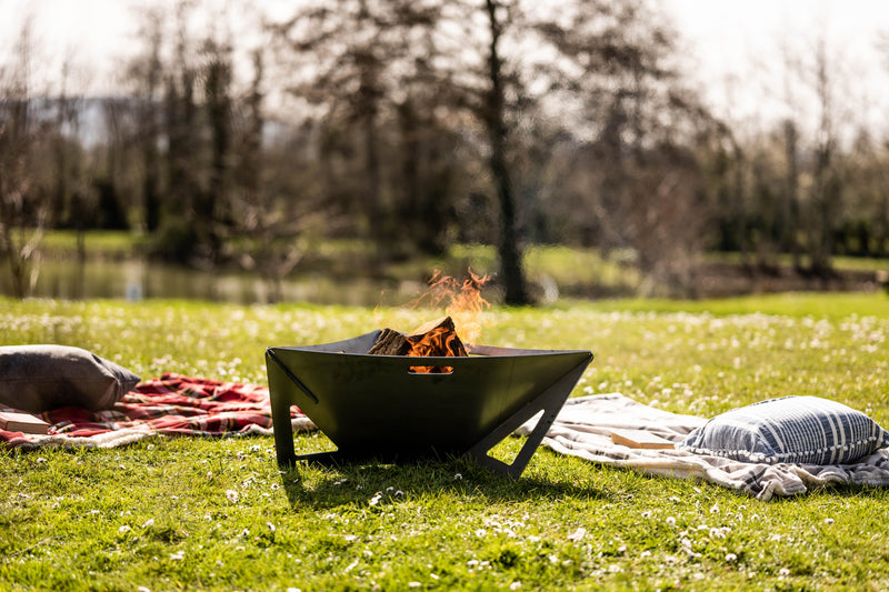 outside fire pit in garden 