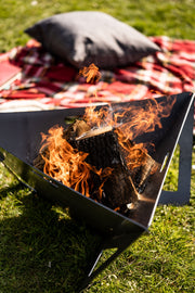 outside fire pit in garden 