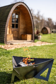 outside fire pit in garden 