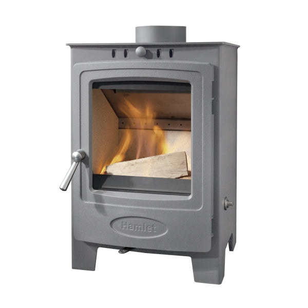 Arada Hamlet Solution 5 grey multifuel Stove in white background