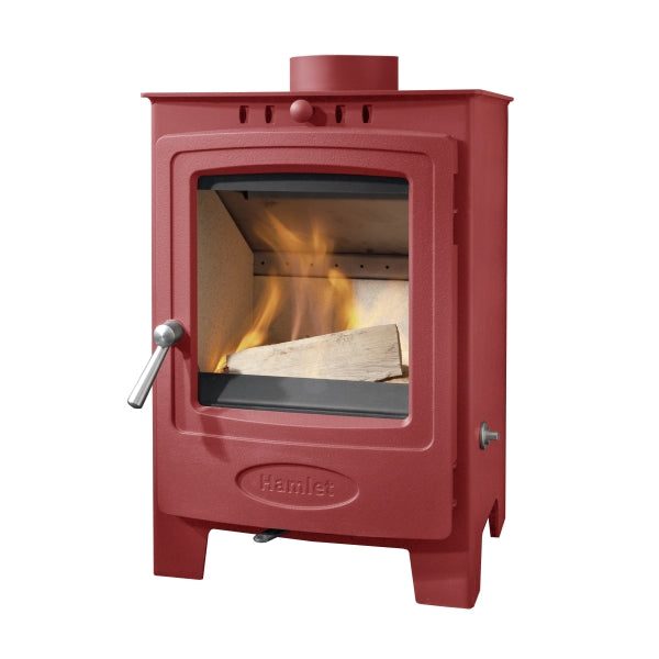 Arada Hamlet Solution 5 Red Multifuel Stove In white Background