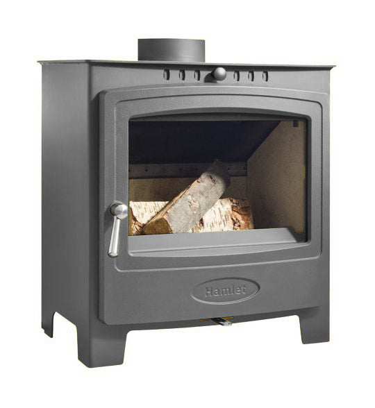 Arada Hamlet Solution 5 Widescreen Graphite Stove, Multi Fuel, &nbsp;Wood Burning, Freestanding (S4) Ecodesign Approved, DEFRA Approved on white background