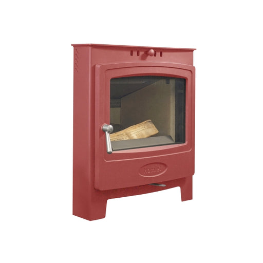 Arada Hamlet Solution Red Multifuel stove in white background