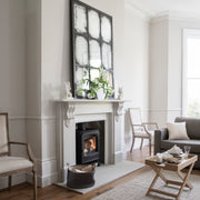 Arada Multi-fuel Wood Burning Stove with flames in chimney breast 