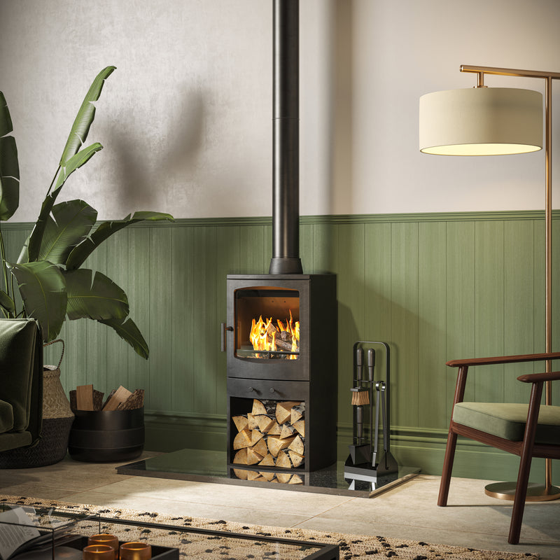 Mazona Eco Crewe 5kW Stove, Multifuel, Woodburning, Log Store, Freestanding, Eco Design Approved, Defra Approved