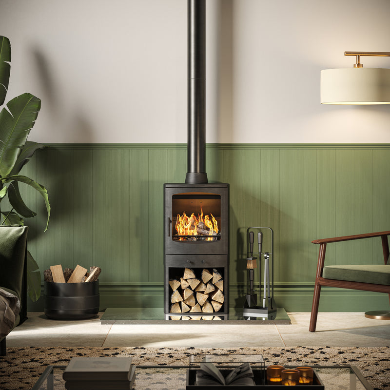 Mazona Eco Crewe 5kW Stove, Multifuel, Woodburning, Log Store, Freestanding, Eco Design Approved, Defra Approved