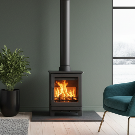 Mazona Ripley 5kW Black Edition Multifuel Woodburning Stove, Freestanding, Eco Design Approved, Defra Approved