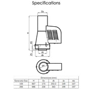 Darco Draught Generator 150mm specifications white background