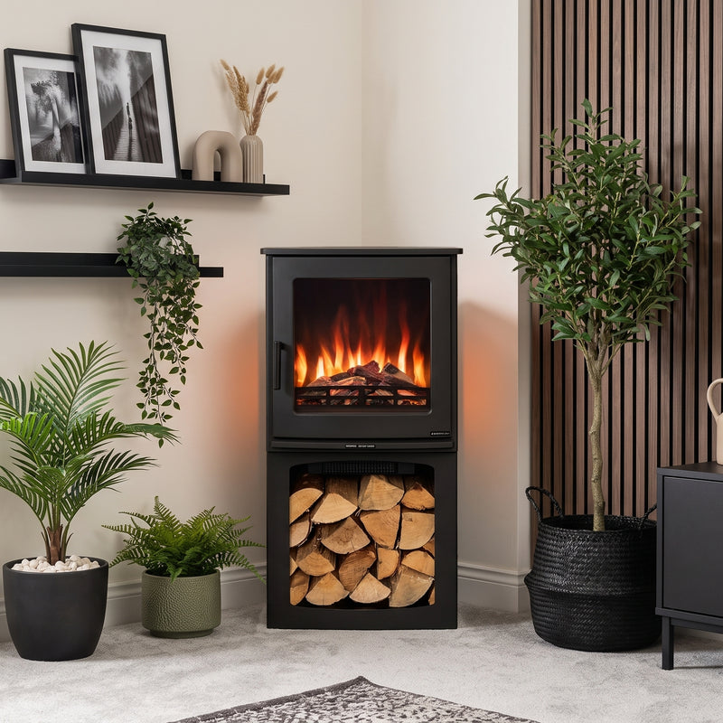 Ezee Glow Crescent Electric Freestanding Stove 1.9KW With Tall Log Store