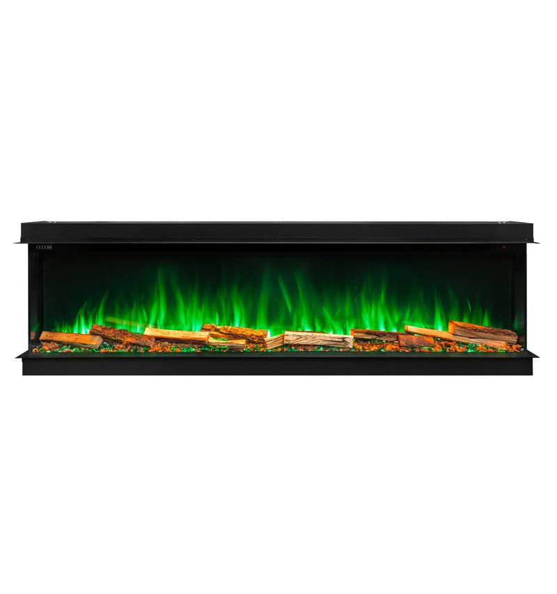 Ellere Media Wall on white background and green flame 