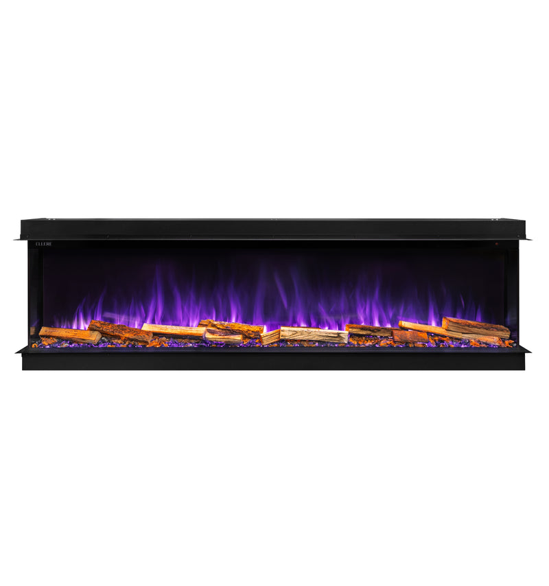 Ellere Media Wall on white background and purple flame 