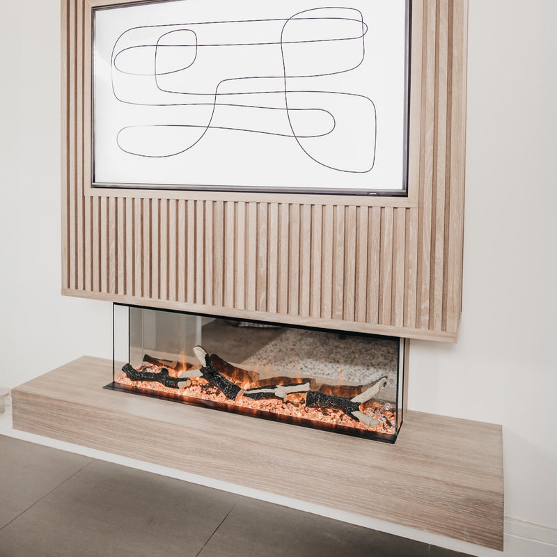 Ezee Glow 36'' Celestial Built-In Media Wall Electric Fire, flames, logs, crystals, TV media wall, decorative living area 