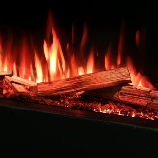 log in electric fire with flame 