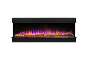 Ezee Glow 50'' Celestial Built-In Media Wall Electric Fire, flames, logs, crystals, white background
