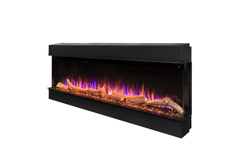 Ezee Glow 50'' Celestial Built-In Media Wall Electric Fire, flames, logs, crystals, white background