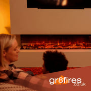 Ezee Glow 60'' Celestial Built-In Media Wall Electric Fire, flames, crystals, logs, decorative living area