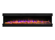 Ezee Glow 72'' Celestial Built-In Media Wall Electric Fire flames, logs and crystals white background