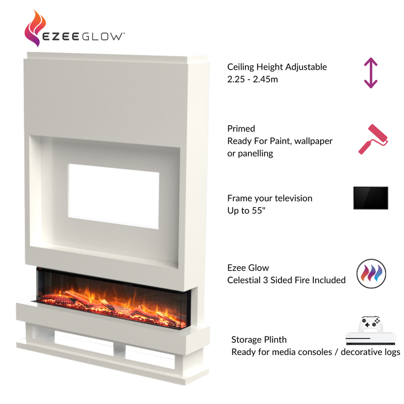 Ezee Glow Celestial 50" Electric Fire Self Build Media Wall Kit