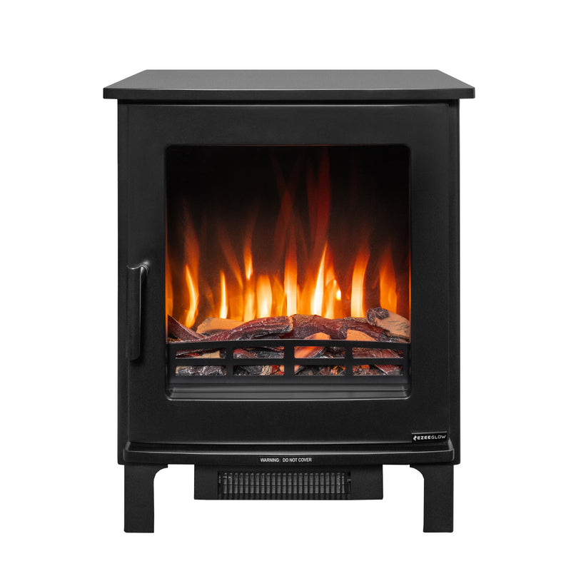 electric log burner on white background 