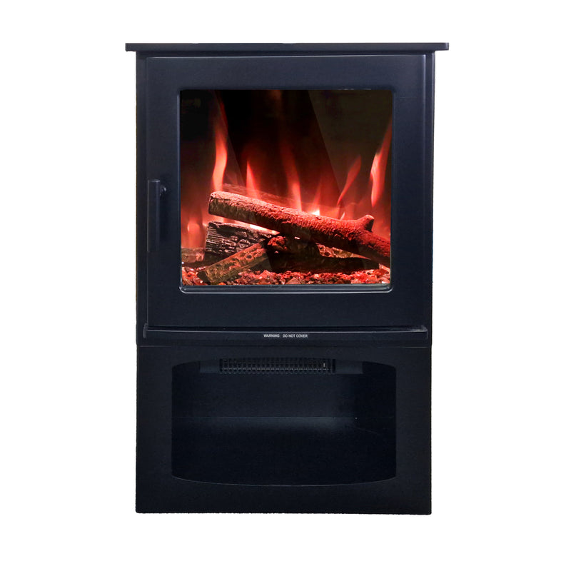 electric log burner on white background 