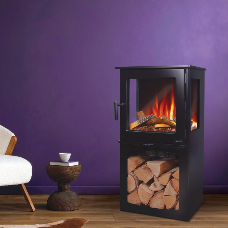 electric log burner in living room 