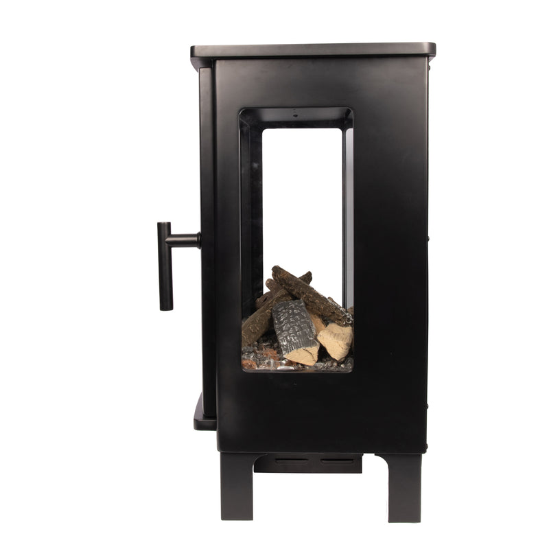 electric log burner on white background 