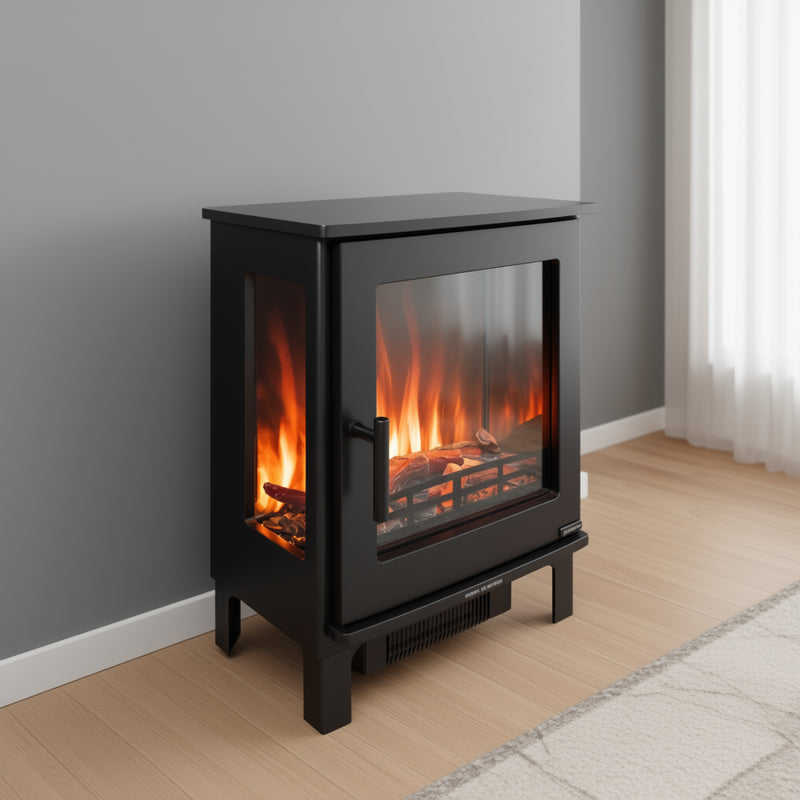 electric log burner in the living room 