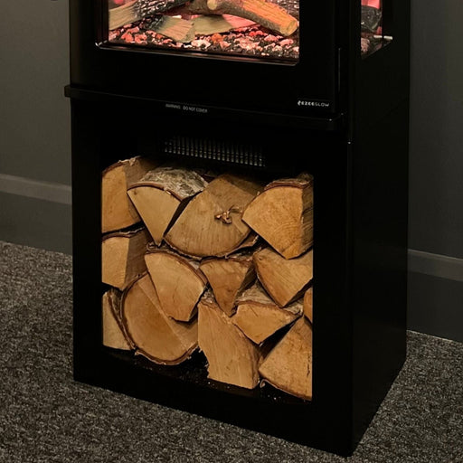 log store under electric stove 
