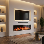 Modern media wall with tall landscape fire 