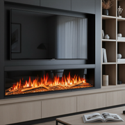 landscape electric fire in modern tv room 