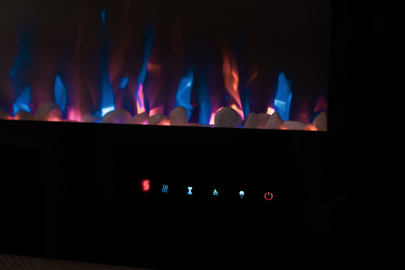 Ezee Glow Mini Zara Black Wall Mounted or Recessed / Built In Electric Fire Control panel close up