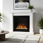 Ezee Glow Naxos 600 Electric Fire Suite with flames in living room setting