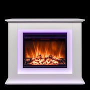 Electric fire suite with orange warm glow flame