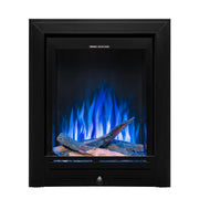 Ezee Glow Pulse Deep Inset Electric Fire With Metal Trim with blue flames and logs on white background