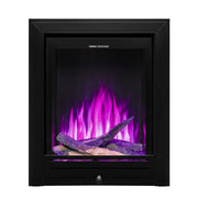 Ezee Glow Pulse Deep Inset Electric Fire With Metal Trim with pink flames and logs on white background