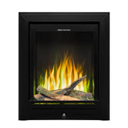 Ezee Glow Pulse Deep Inset Electric Fire With Metal Trim with yellow/green flames and logs on white background