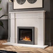 Ezee Glow Pulse Widescreen Black Inset Electric Fire With Metal Trim in fireplace setting