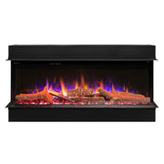 Ezee Glow Aura Electric fireplace insert with glowing logs and flames on a white background