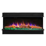 Ezee Glow Aura Electric fireplace insert with glowing logs and flames on a white background