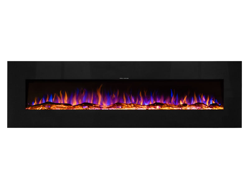 Ezee Glow XL Zara 72"  Black Wall Mounted or Recessed / Built In Electric Fire on a white background