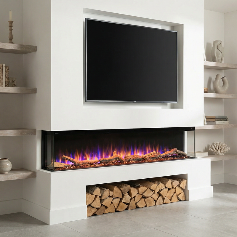 Ezee Glow 72'' Celestial Built-In Media Wall Electric Fire