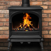 Mazona Albourne Multifuel Stove on red brick background 